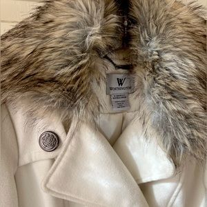 White Worthington Peacoat with Removable Faux Fur Collar